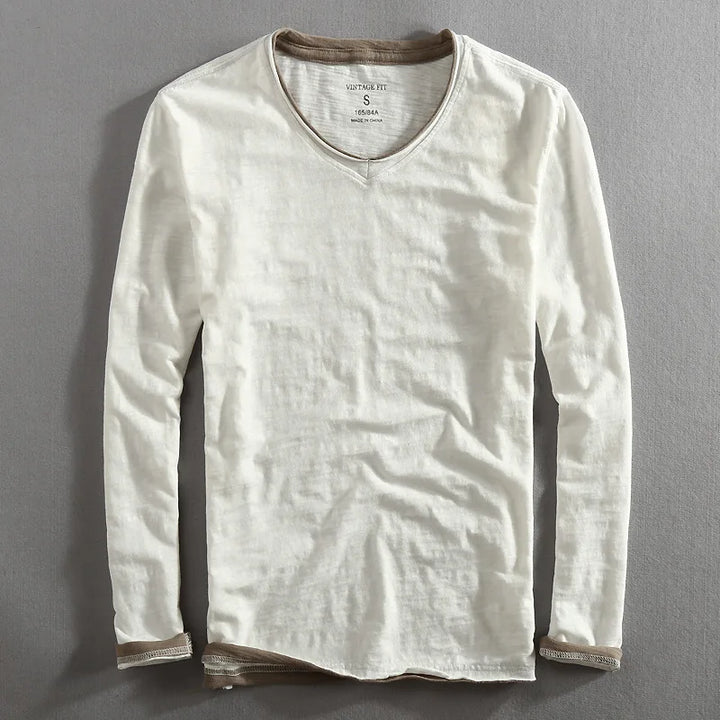 Simple men's essential V-neck short sleeve tee, a classic choice for everyday casual comfort.