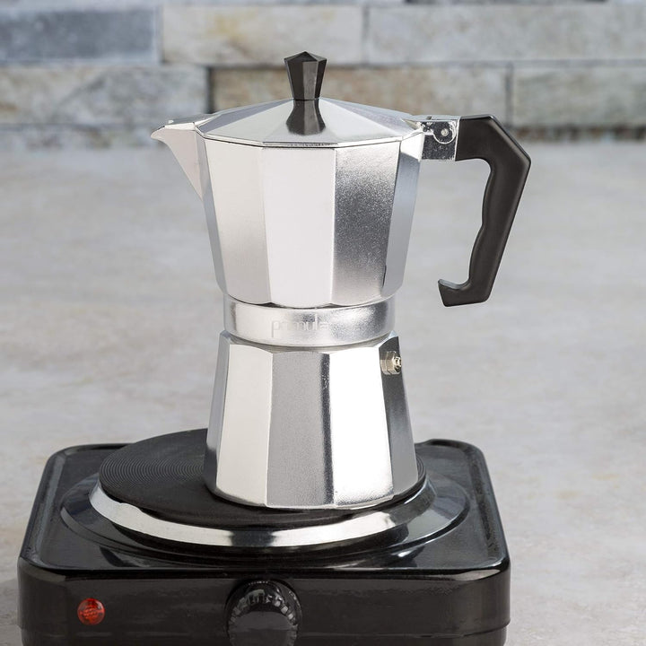 Premium Moka Pot coffee maker, ideal for crafting delicious stovetop Italian and Cuban cafe-style espresso at home.