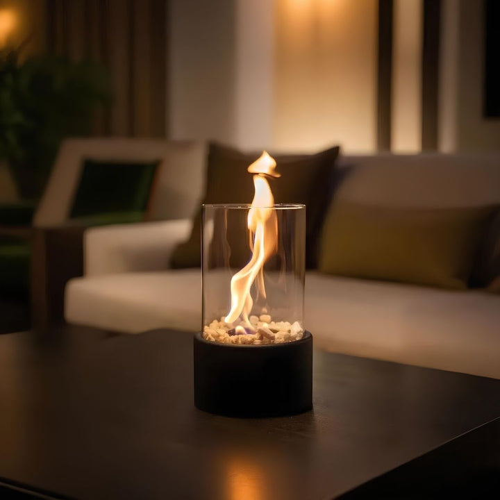 Classic Open Flame Oil Lamp, Lumora design, metal and glass, perfect for home decor and ambient light.