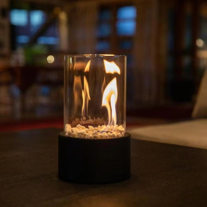 Traditional metal oil lantern with an open flame, Lumora Classic, ideal for creating a cozy home ambiance.