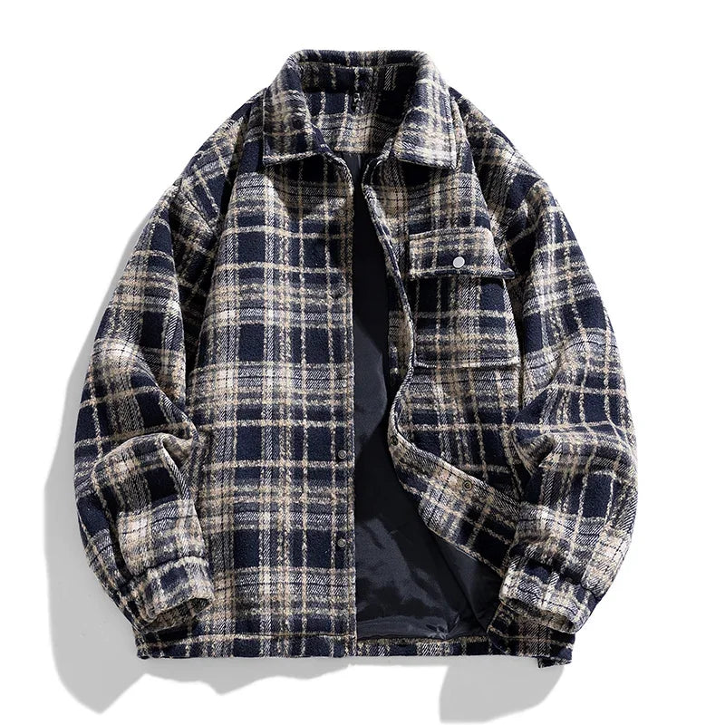 Stylish unisex plaid winter outerwear, a classic design for cold weather fashion.