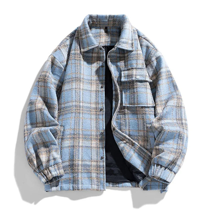 Versatile classic plaid jacket, warm and stylish unisex outerwear for cold weather.