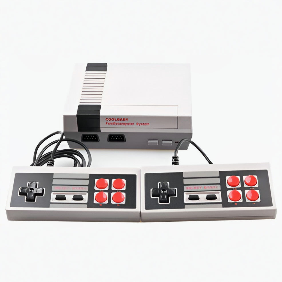 Classic retro gaming console with 620 built-in 8-bit games for nostalgic family fun. Plug & play vintage entertainment system.