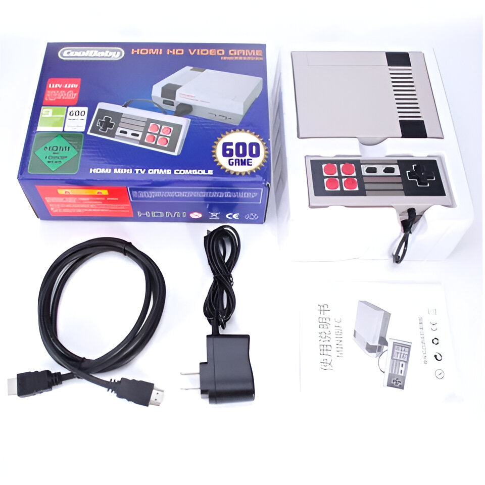 Retro 8-bit gaming console with 2 classic controllers & 620 built-in games. Perfect for vintage video game fun.