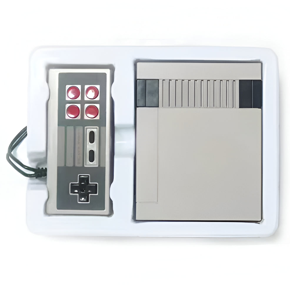 Compact retro gaming console, plug and play with 620 built-in classic 8-bit games for instant vintage entertainment.