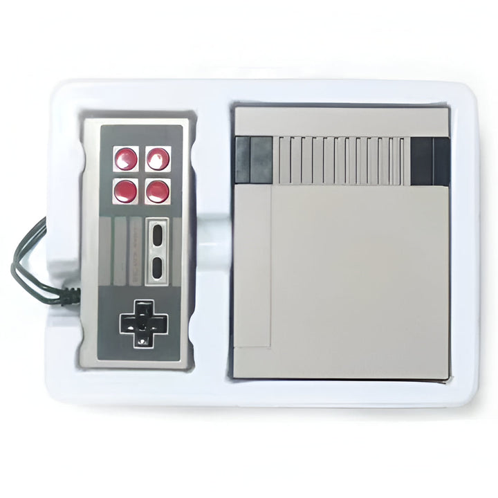 Compact retro gaming console, plug and play with 620 built-in classic 8-bit games for instant vintage entertainment.