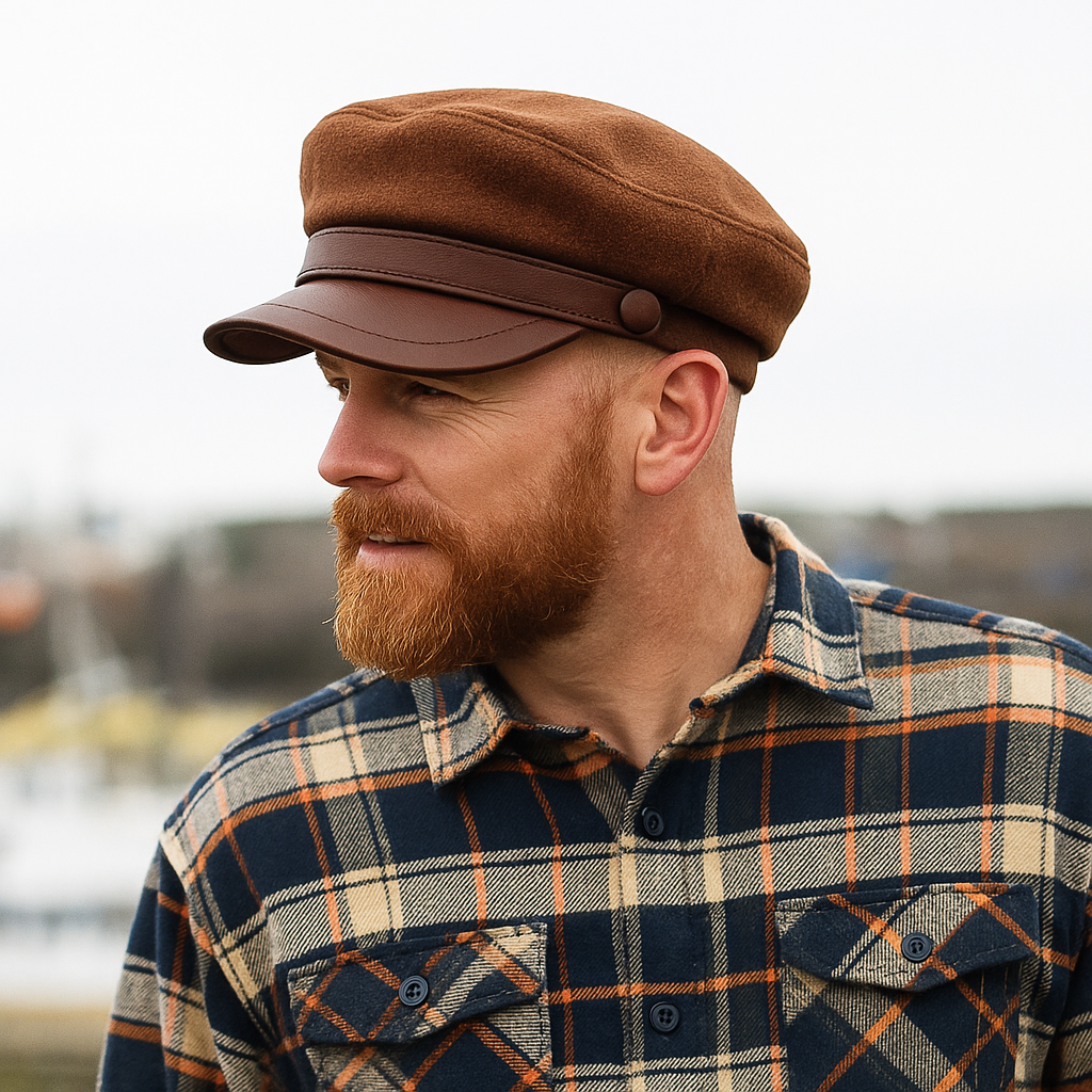 Stylish brown Riviera fisherman cap, one-size for men & women. Perfect casual accessory.