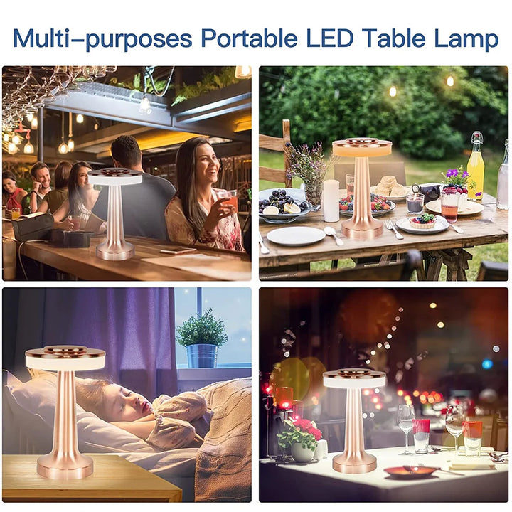 USB rechargeable LED lamp, dimmable and wireless, a stylish night light and portable lighting solution.