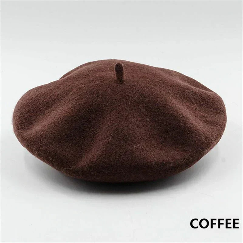Elegant women's beret, classic and warm. A chic headwear accessory for winter fashion.
