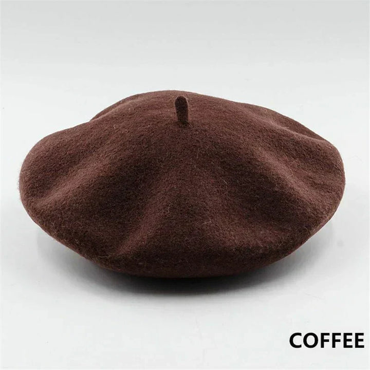 Elegant women's beret, classic and warm. A chic headwear accessory for winter fashion.