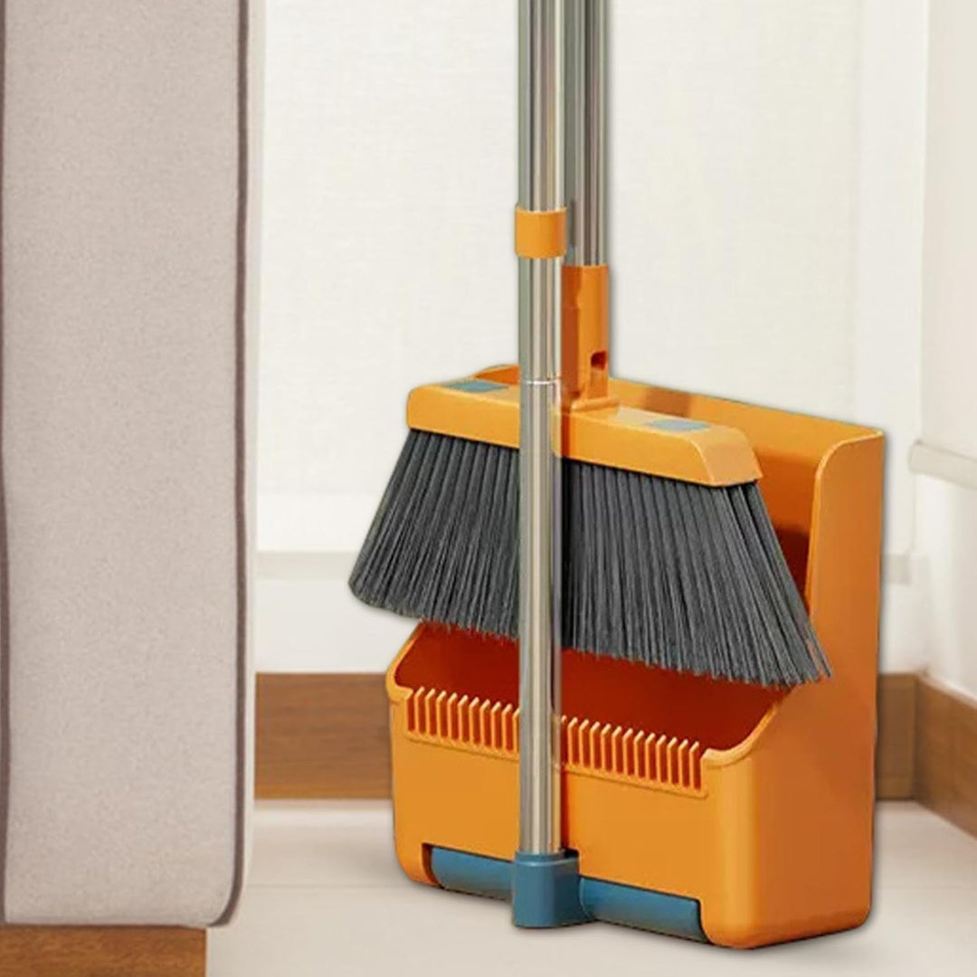 Close-up of the durable bristles on the Clavira long handle broom, suitable for all floors
