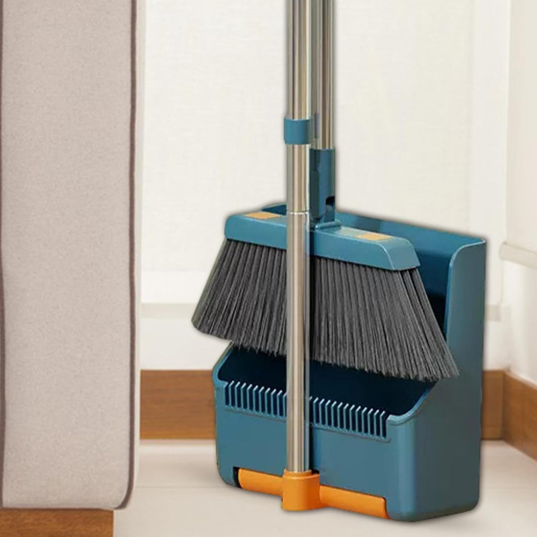 Large Clavira broom and dustpan set with ergonomic long handle for efficient household cleaning