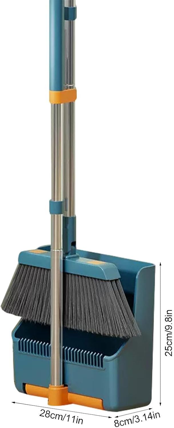 Clavira long handle dustpan and broom set, perfect for various floor surfaces, easy storage