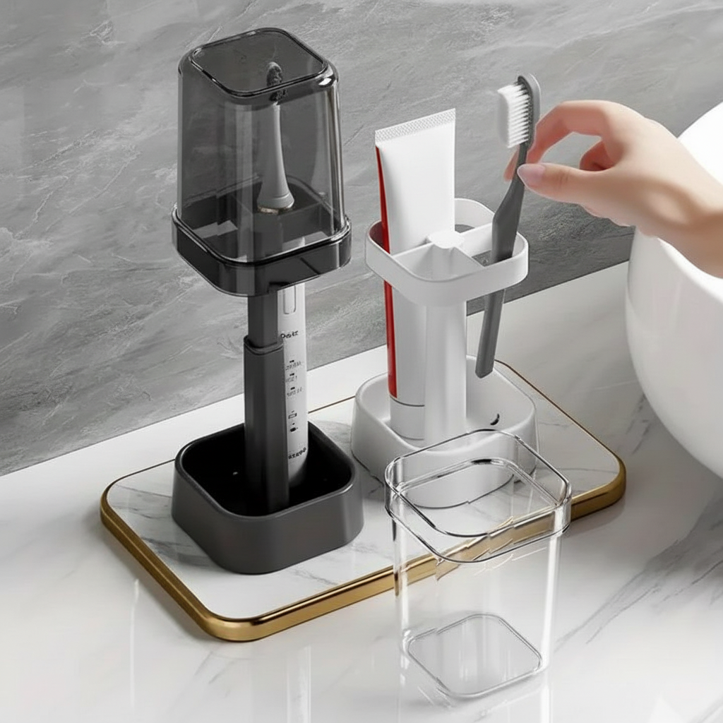 White CleanHold toothbrush storage solution, promoting clean and organized bathroom space