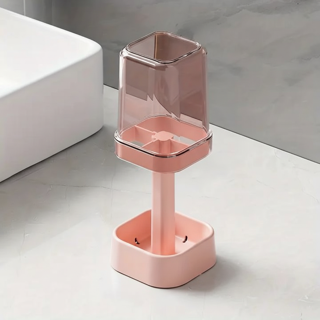 Detail of the hygienic design of the CleanHold toothbrush and bathroom accessory holder