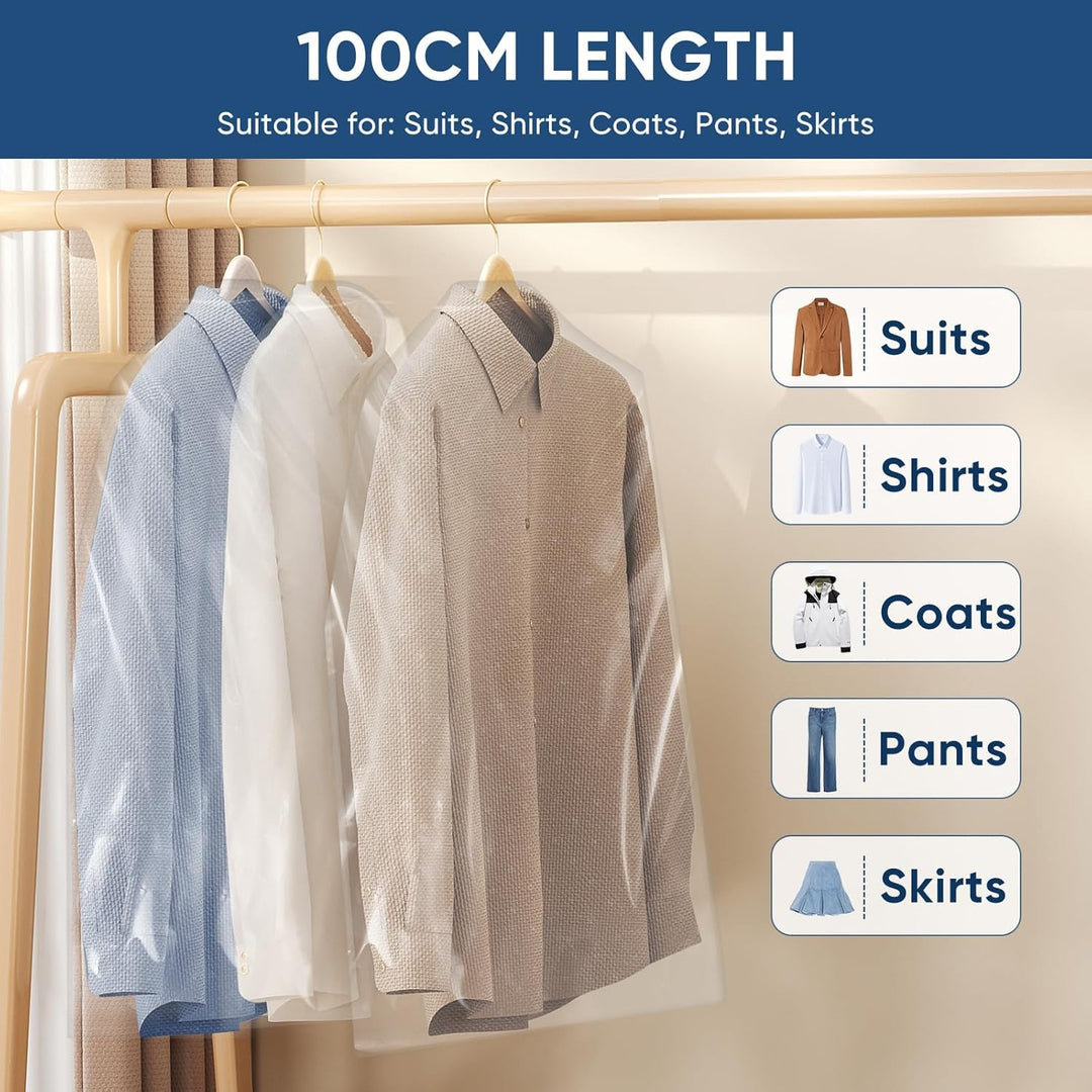 Closet solutions: 50 clear garment bags for organized, dust-free clothing storage & easy viewing.