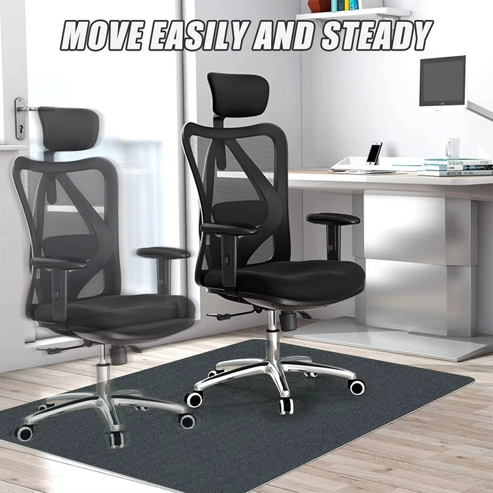 Essential clear desk chair mat for home office, protects all floor types from rolling chair scuffs & indentations.