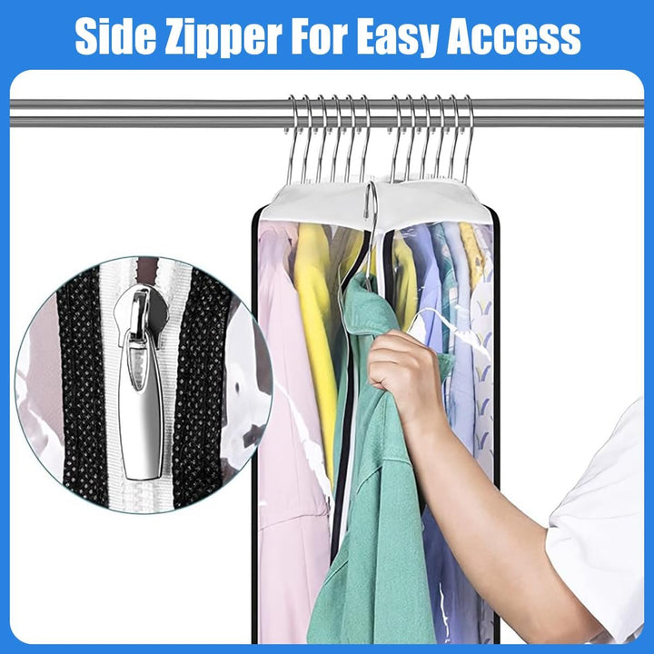 Transparent garment bags ensuring clothes remain clean and visible