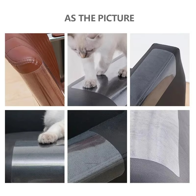 Preserve your sofa with a clear self-adhesive cat scratch shield, an invisible furniture protector.