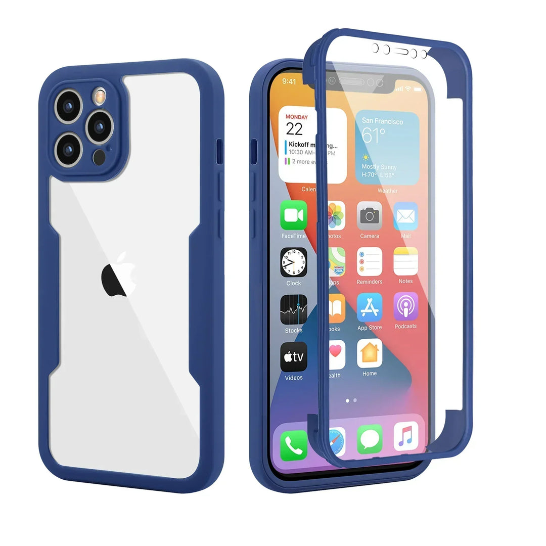 Clear shockproof full-cover phone case with lens and screen guard for ultimate protection