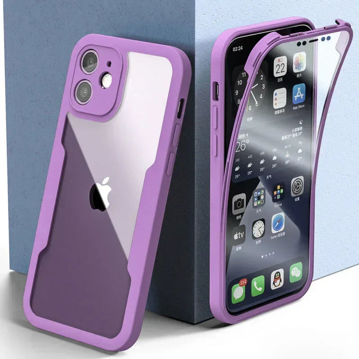 Transparent TPU & acrylic phone case with camera lens protector and screen guard, 1+1 FREE
