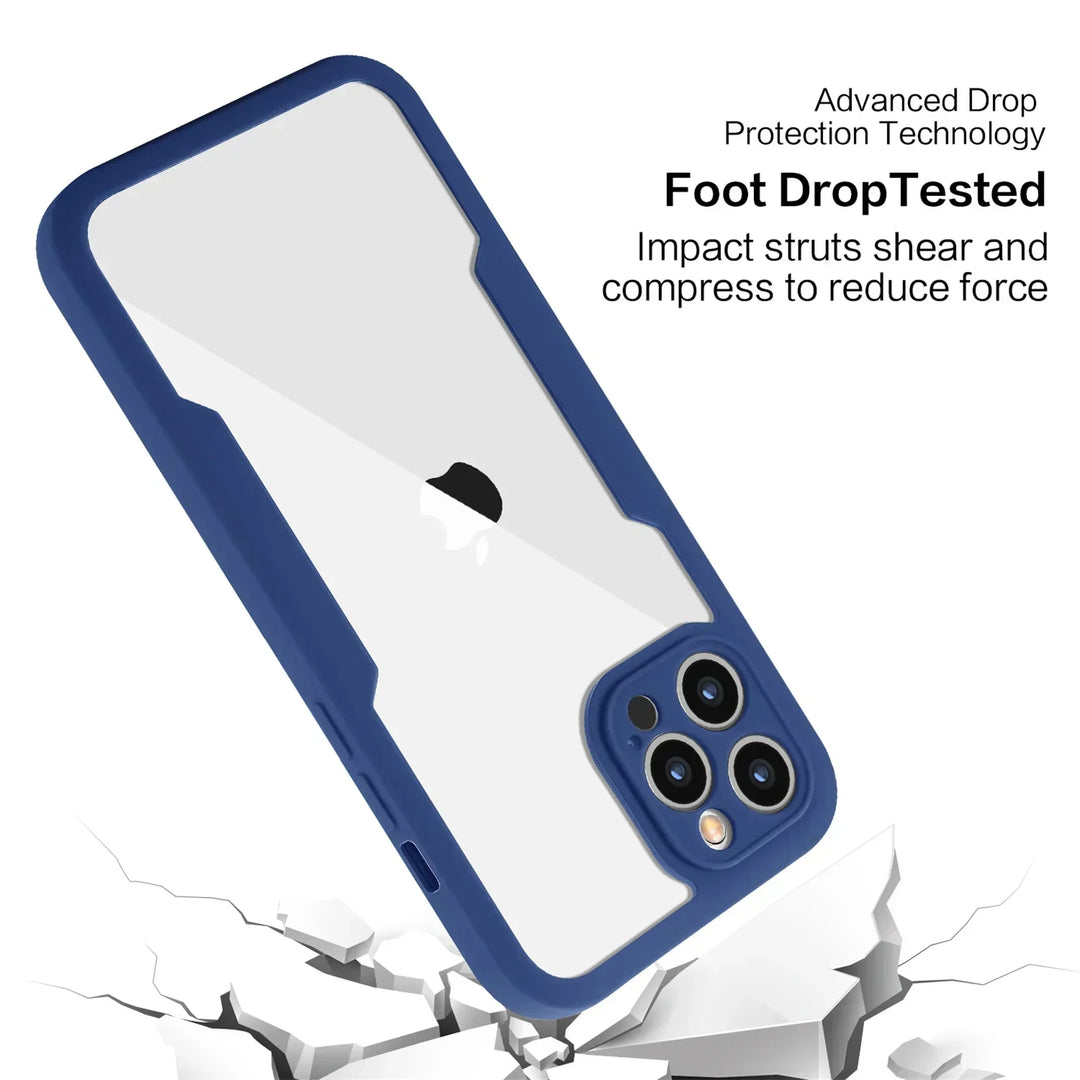 Crystal clear full-cover phone case for maximum device safety with lens & screen guard included