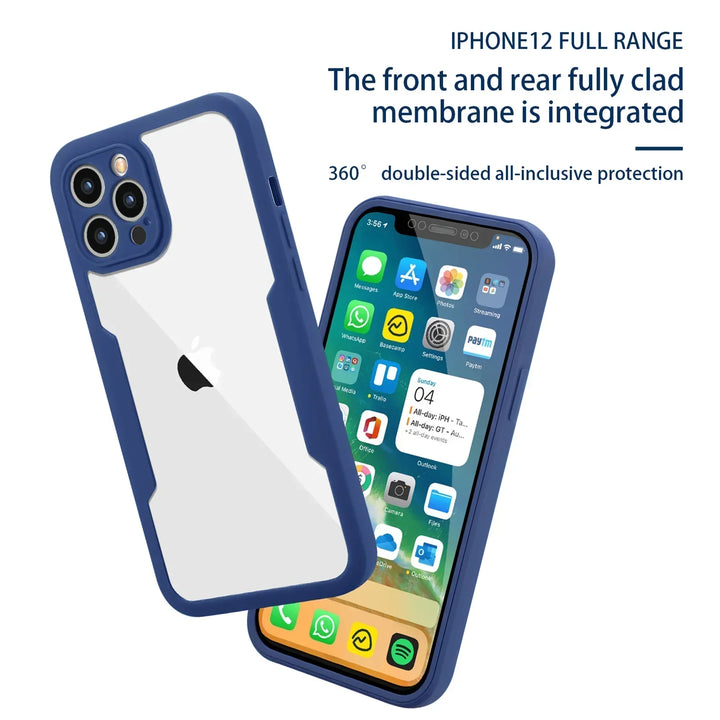 Heavy-duty transparent phone case, shockproof design with lens protector & screen guard offer