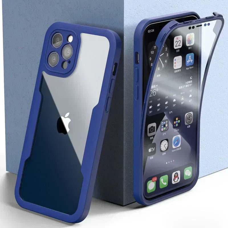 Clear shockproof full-cover phone accessory with integrated lens and screen guard