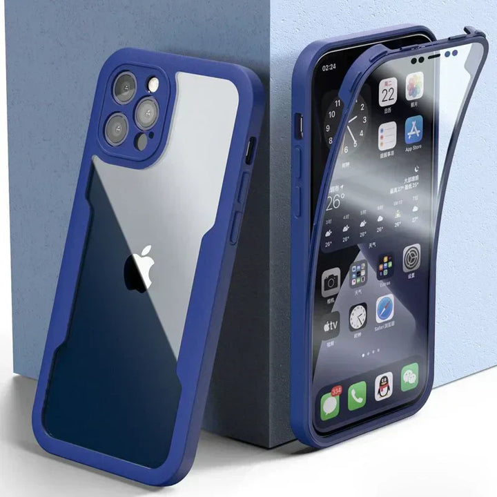 Clear shockproof full-cover phone accessory with integrated lens and screen guard