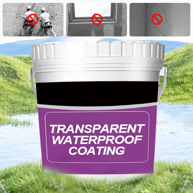 Transparent waterproof adhesive coating applied to a bathroom floor, sealing cracks and providing leak-proof protection.