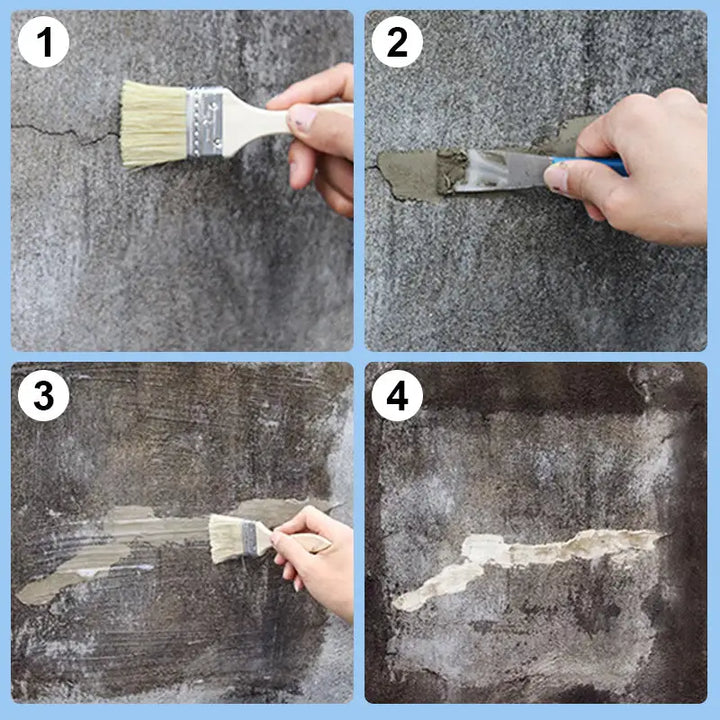 Detail shot of clear leak proof coating sealing a crack on a surface, protecting walls & floors from water damage.