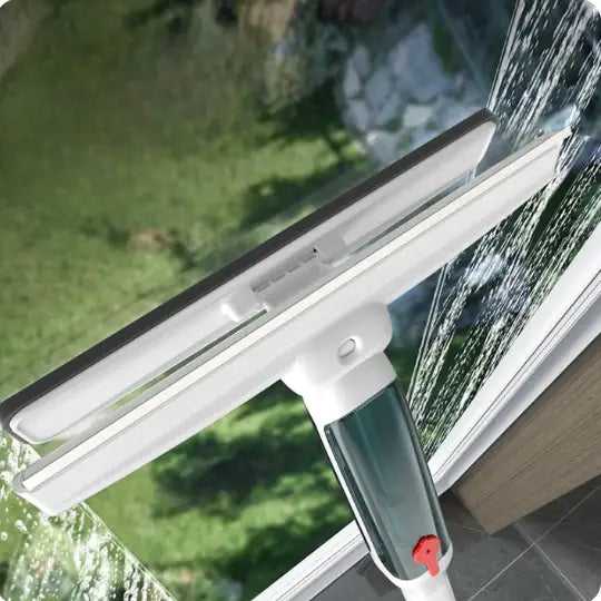 Telescopic window cleaner by ClearSweep with dual-function head for efficient glass cleaning