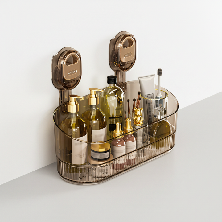 Unisex Clearvo suction cup wall mount shelf, ideal for kitchen spice storage; easy installation