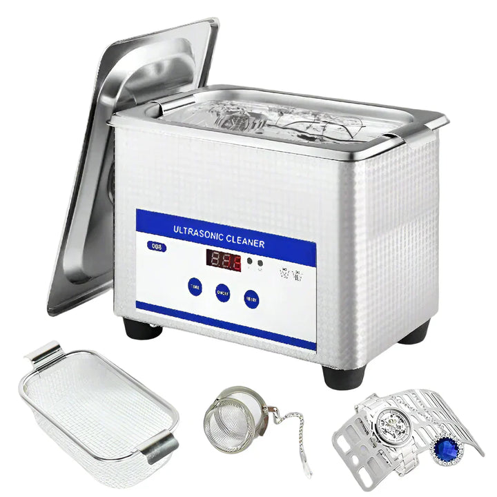 ClearWave 40kHz ultrasonic glasses cleaner, stainless steel, deep cleaning eyewear & jewelry at home.