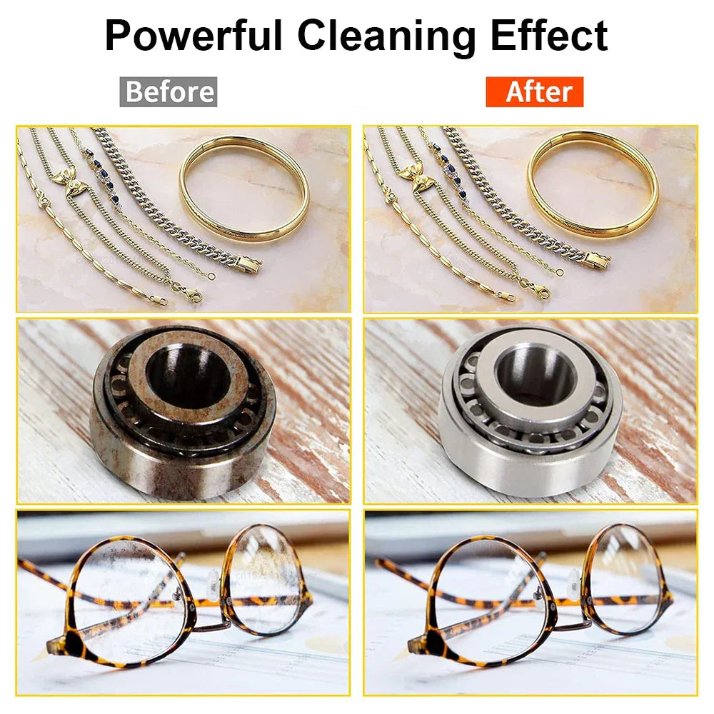 Side view of the ClearWave 40kHz ultrasonic glasses and jewelry cleaner in sleek stainless steel.