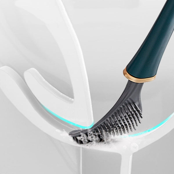 Close-up of Clevora silicone toilet brush head, designed for thorough cleaning