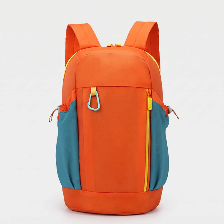 Durable black hiking backpack on rocks, ready for rugged outdoor adventures & travel.
