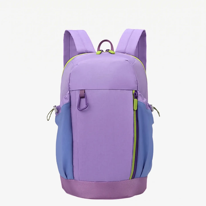 Close-up of the breathable back panel of a hiking backpack, ideal for long outdoor treks.
