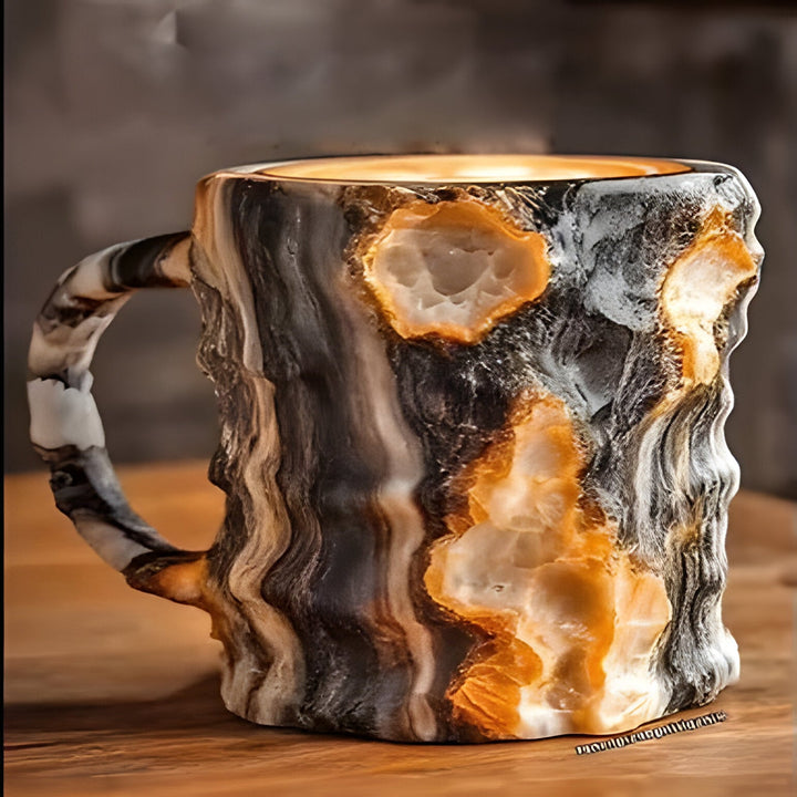 Vibrant crystal-inspired resin mug, a durable and elegant choice for any coffee or tea lover.