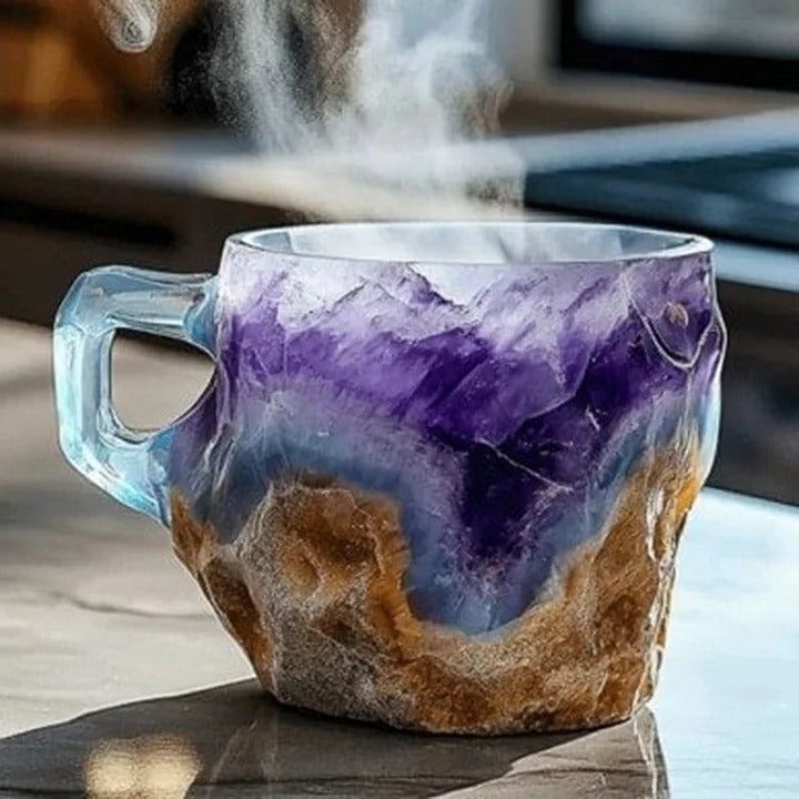 Durable crystal-look resin mug, suitable for both coffee and tea, a stylish addition to any kitchen.