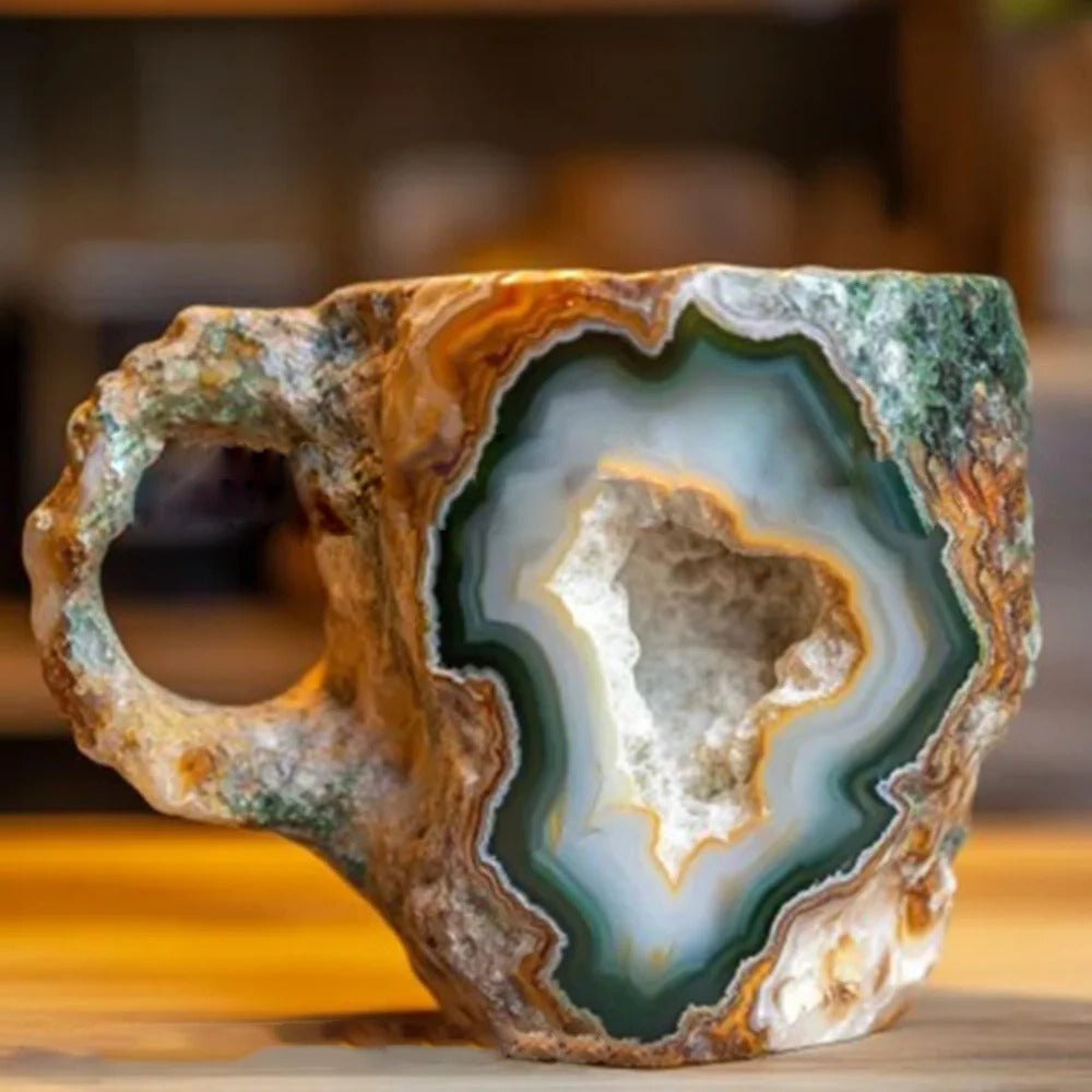 Resin tea mug with a stunning crystal-like appearance, durable drinkware for daily elegance.