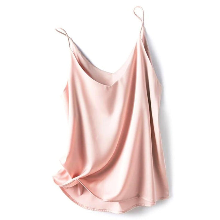 Sleeveless women's satin camisole, a chic and versatile tank top for any occasion.