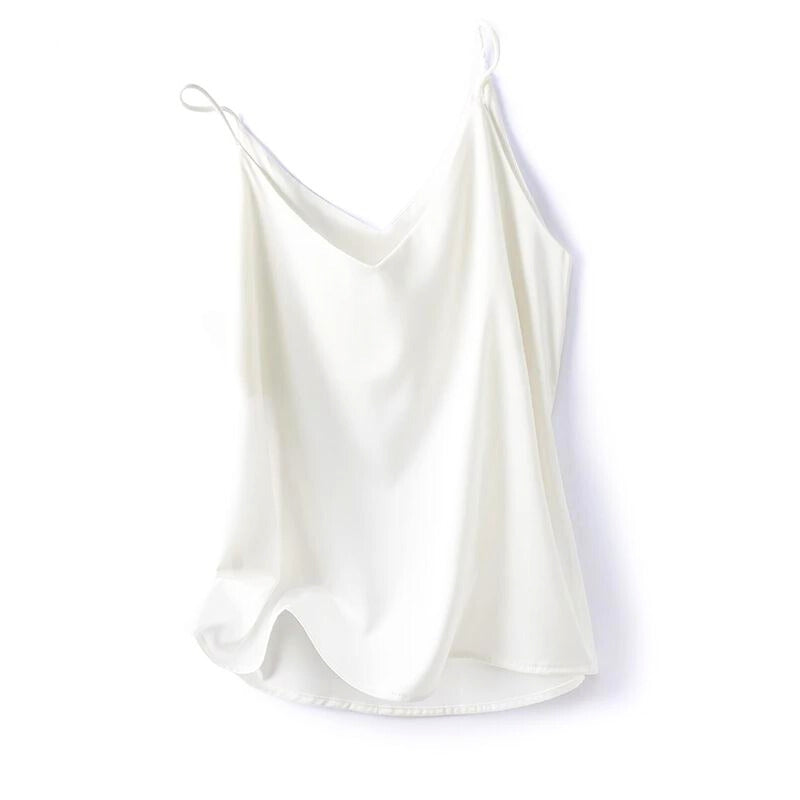 Smooth satin camisole for women, a delicate sleeveless top perfect for casual or dressed-up looks.