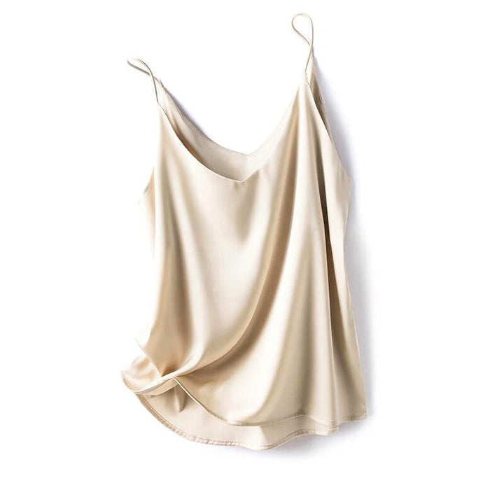Chic women's satin tank top camisole, a versatile sleeveless piece for elegant layering.