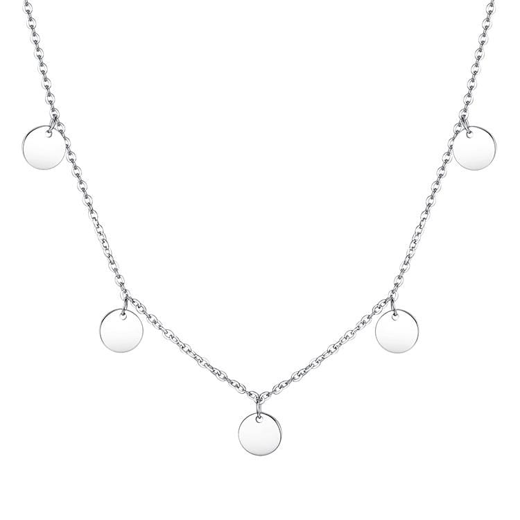 Close-up of a Women's Sterling Silver Dainty Necklace, minimalist design, perfect for everyday elegance.
