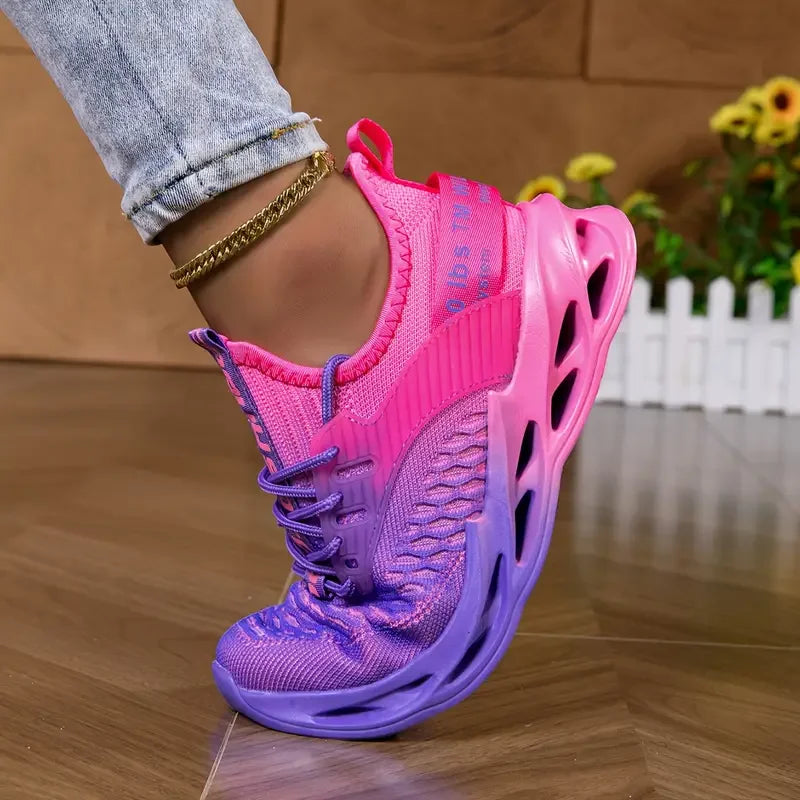 Stylish women's lace-up casual sneakers in black, designed for comfortable daily wear & active lifestyles.