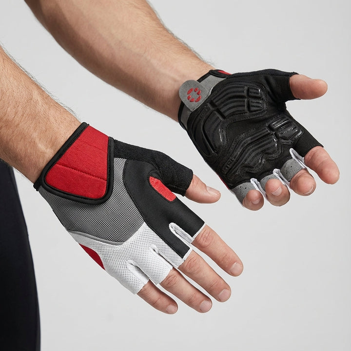 Unisex cycling gloves, GripGlide, with gel padded palm for comfort, anti-slip grip, and breathable mesh.