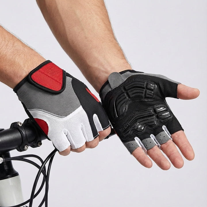 Ergonomic GripGlide cycling gloves featuring breathable mesh and anti-slip palm for enhanced bike handling.