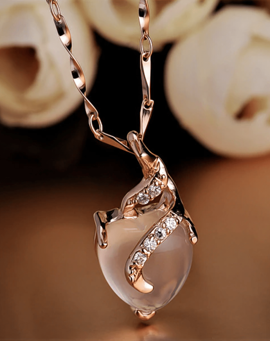 Shimmering women's silver opal heart necklace, fine jewelry with a unique Calista design.