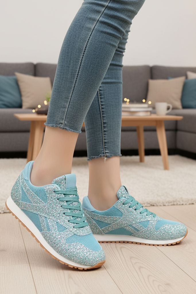 Comfortable and stylish women's sparkling shoes, these glitter sneakers are ideal for fashion-forward everyday wear.